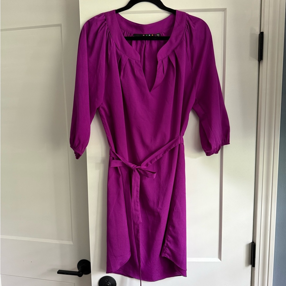 Chic Magenta Dress with Belt